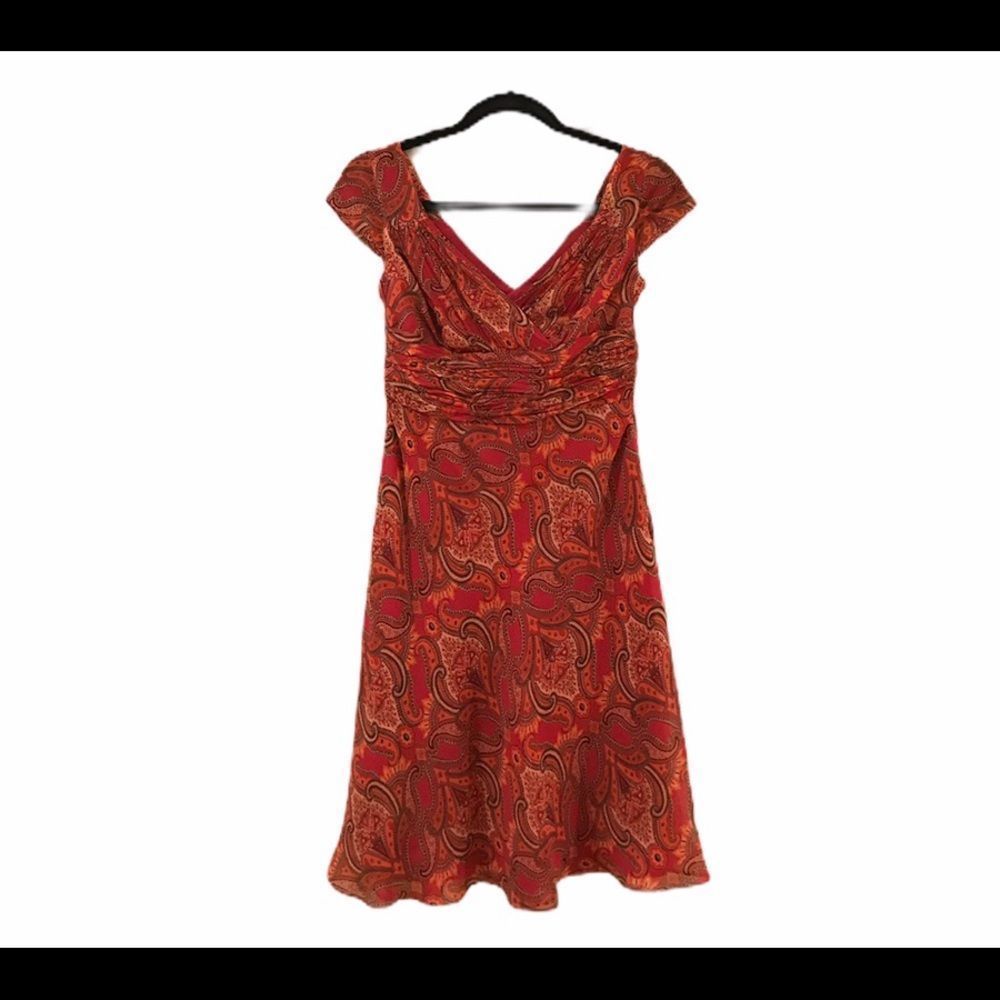 Ann Taylor Petite Dress 0P red with Floral Print
